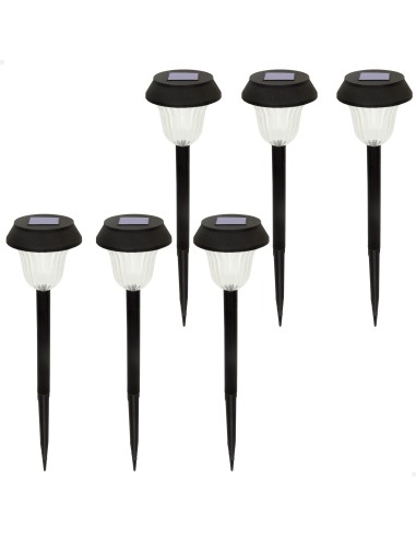 Set 6 balizas solares led blanca con estaca