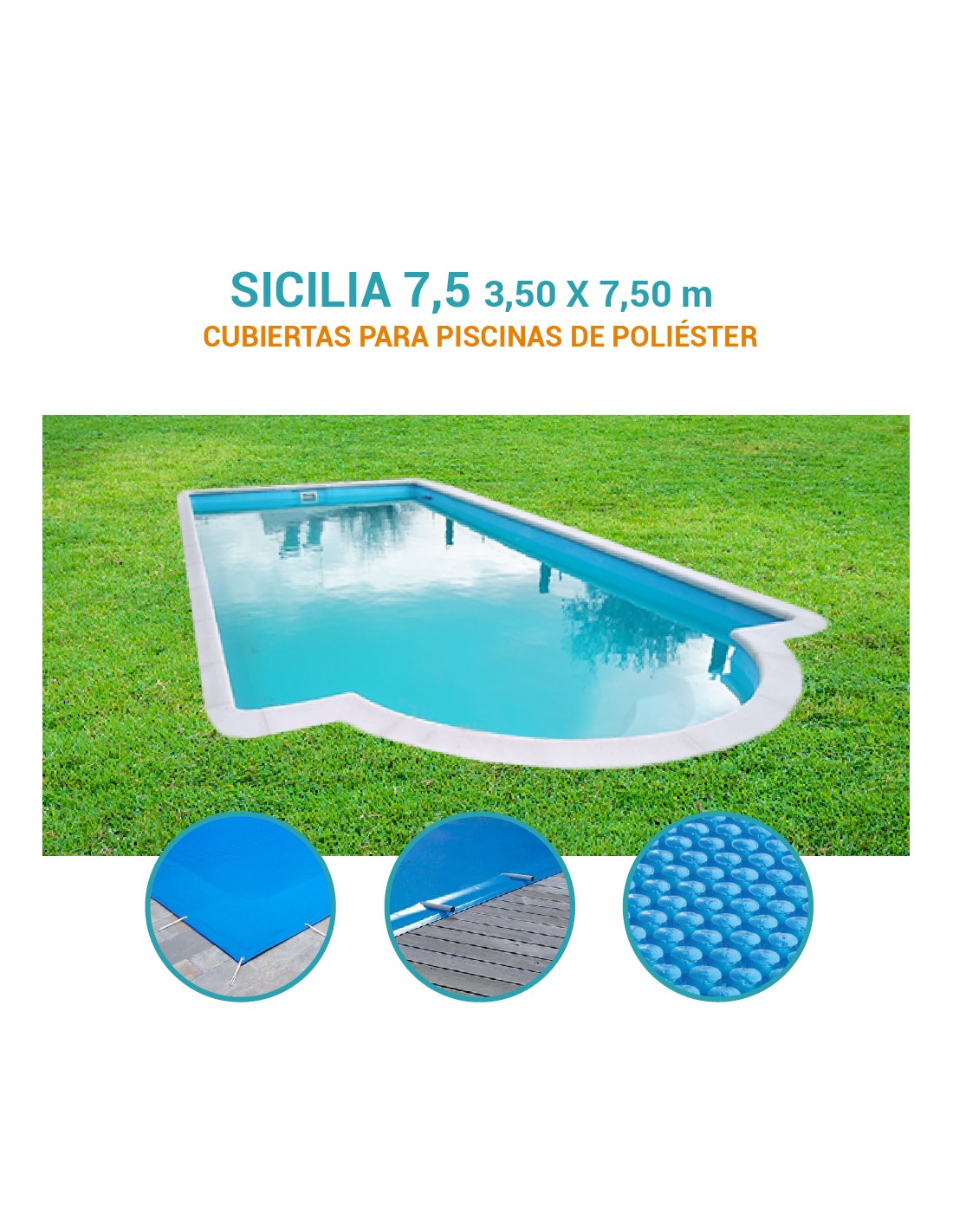 Sicilia 7,50| 7,50 x 3,50m | Cubiertas piscina de poliéster DTP