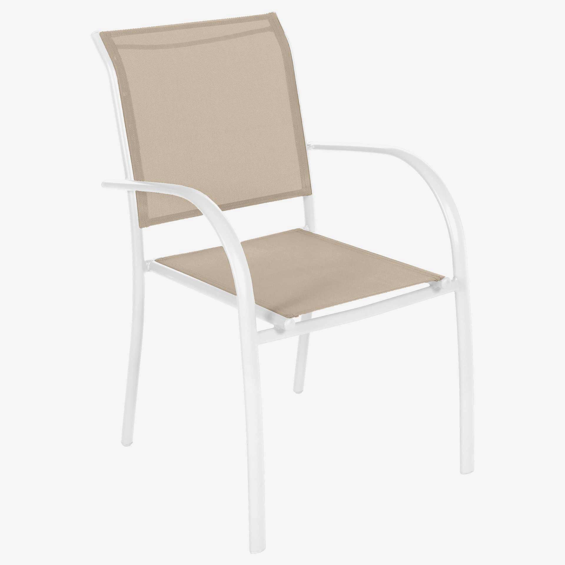Silla de jardín apilable de aluminio blanca Piazor 56x65x88cm