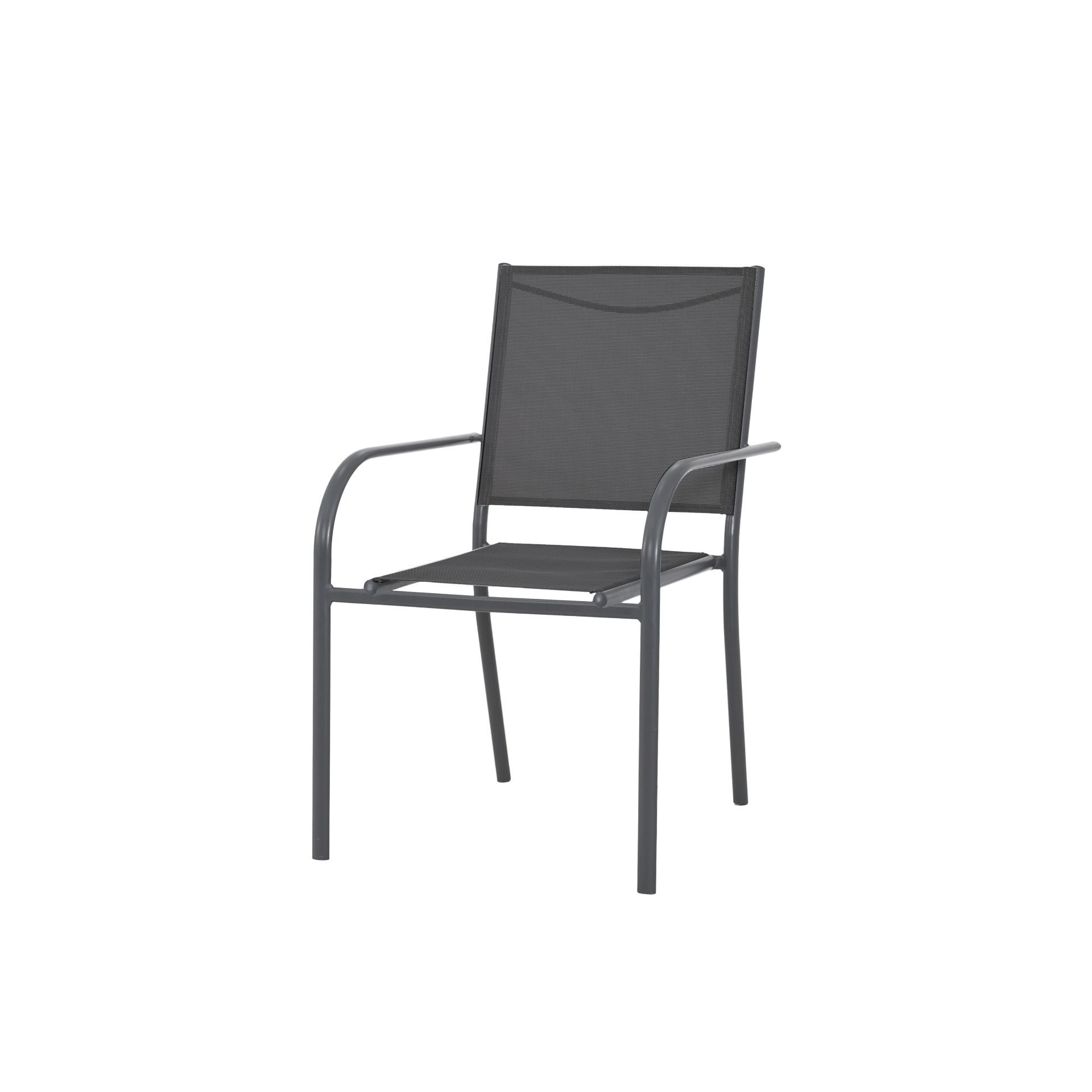 Silla de jardín de aluminio y textiline gris 55x68x86cm
