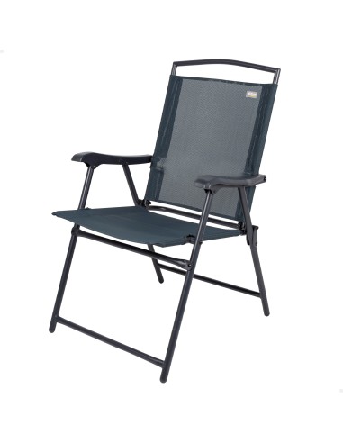 Silla plegable jardín tejido reforzado antracita con reposabrazos