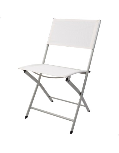 Silla plegable jardín tejido reforzado blanca