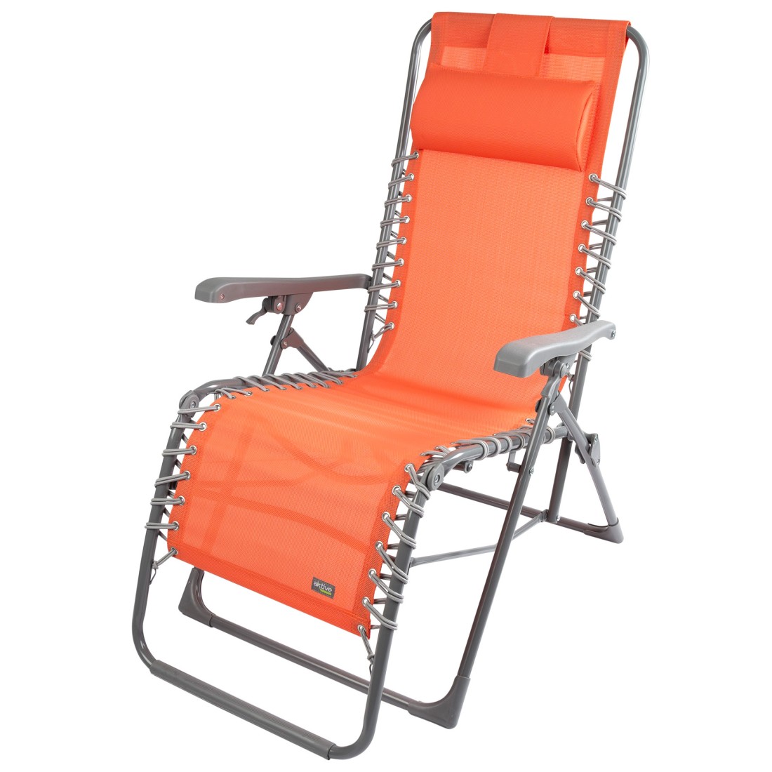 Silla tumbona plegable jardín gravedad cero naranja con cojín