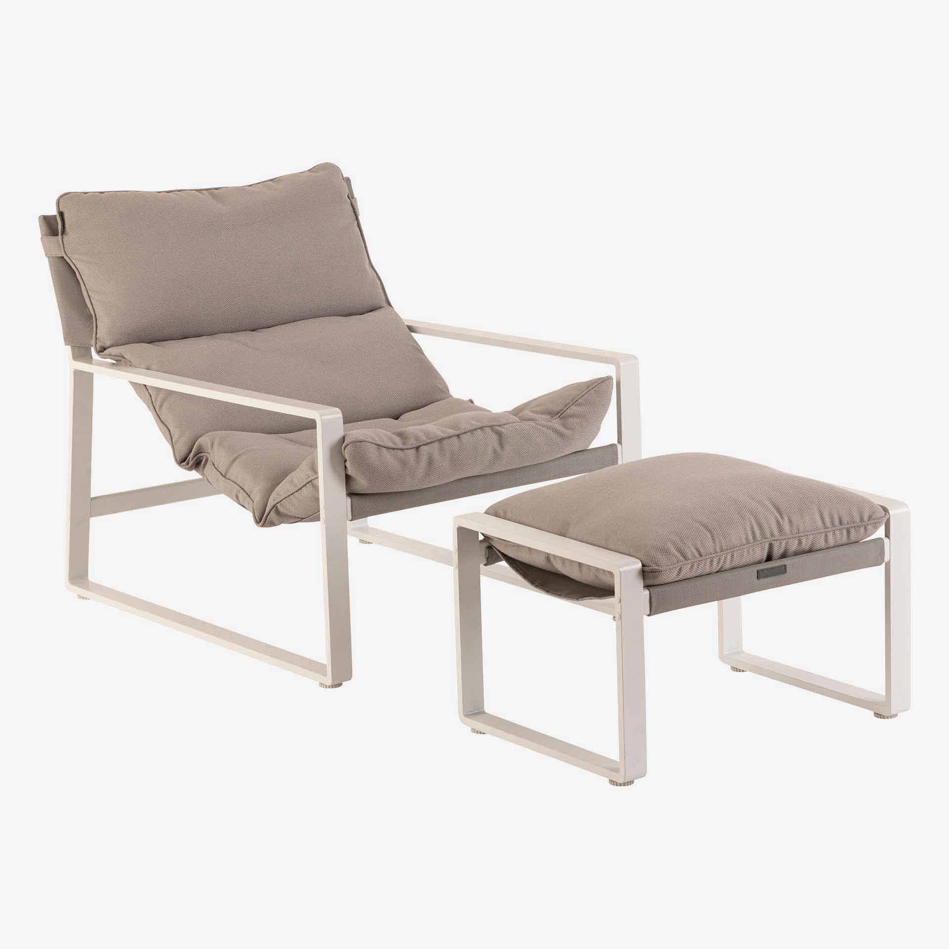 Sillon reclinable de jardín de aluminio blanco Lambor 151x69x73cm