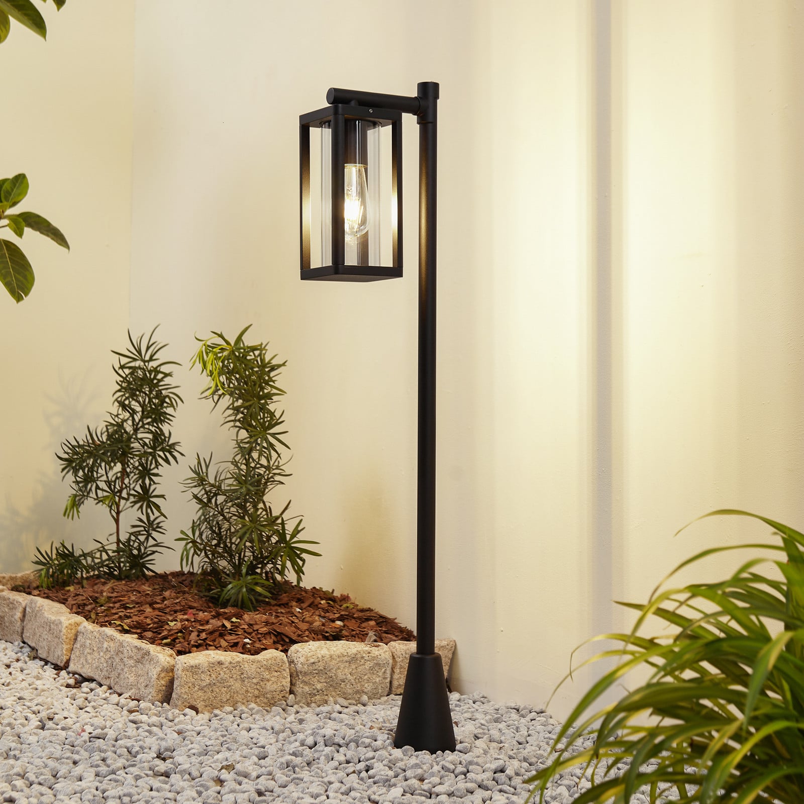 Siveta 1 Lámpara Exterior tipo Farola H100 Negro - Lucande - Terraza - Moderno - Aluminio - Angular