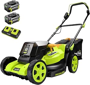 SnapFresh Cortacésped a batería inalámbrico (40V, 40cm Ancho de Corte, Brushless, 45L Bolsa recolectora, 25-75 mm Altura de Corte, con 2 x 20V x 4,0 Ah batería y Cargador)