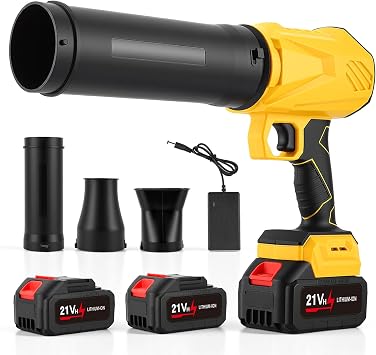 Soplador Hojas Bateria con 2 Baterías de 4,0 Ah,Máx. 48000 RPM, Caudal de Aire 800 m³/h, 3 Boquillas, Soplador de Hojas Compacto para Hojas, Polvo, Jardín