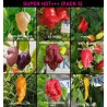SUPER HOT 10+++ , 9 chiles mas picantes del mundo , 90 semillas, pack (5)