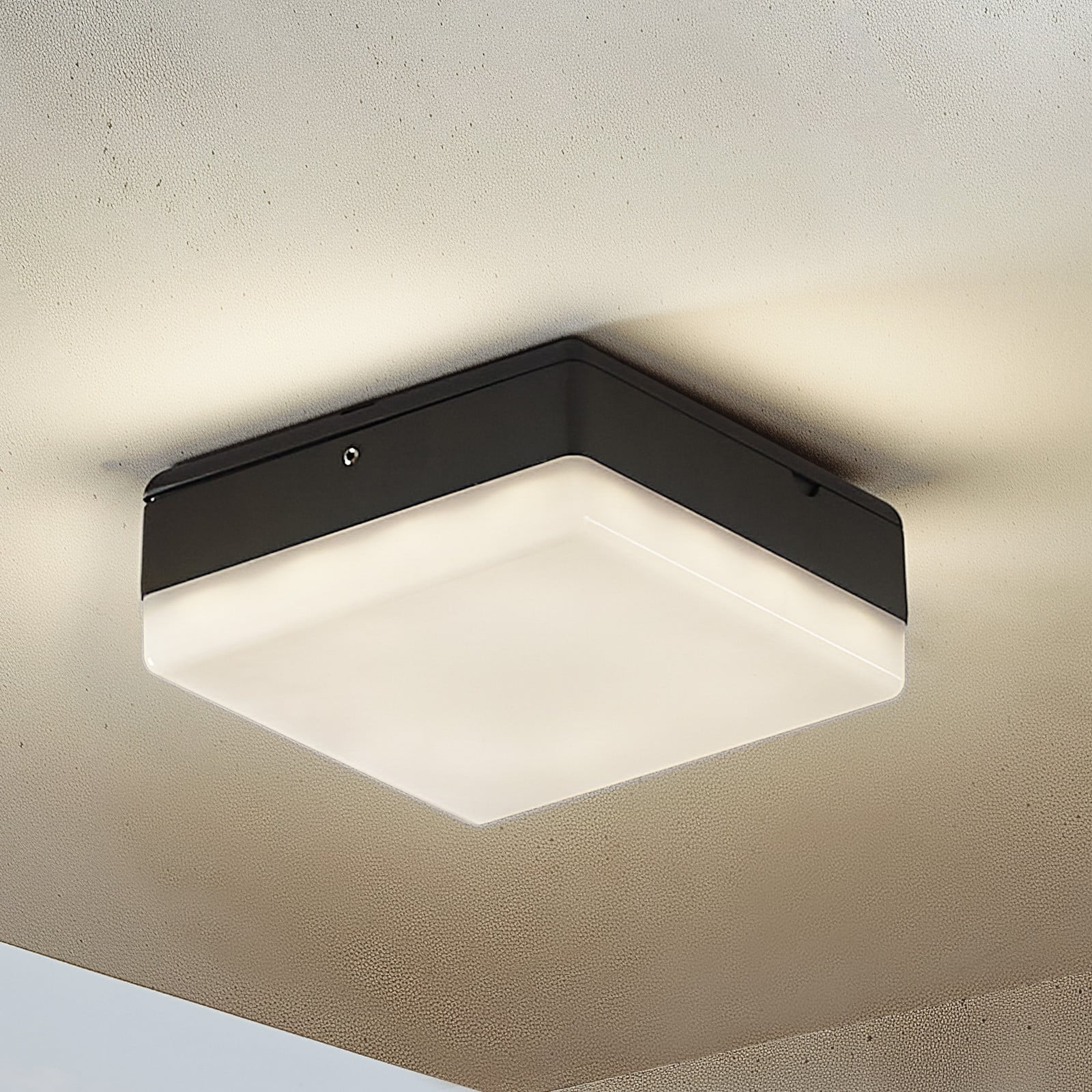 Thilo LED Exteriores Lámpara de Techo w/Sensor Grey - Lucande - Terraza - Moderno - Plástico - Angular