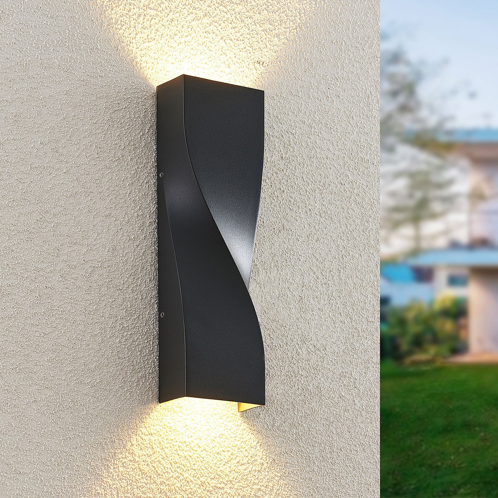 Tibelya LED Up/Down ExteriorAplique de Pared Anthracite - Lucande - Balcón - Moderno - Aluminio - Angular