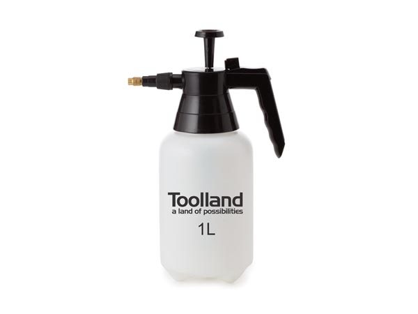Toolland Rociador de presión, Boquilla Ajustable, indicador de Nivel, 1 l, Sistema de Bomba, Blanco/Negro