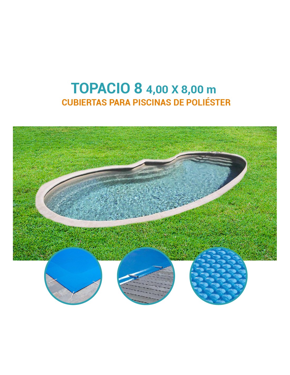 Topacio 8| 8 x 4m | Cubiertas piscina de poliéster DTP
