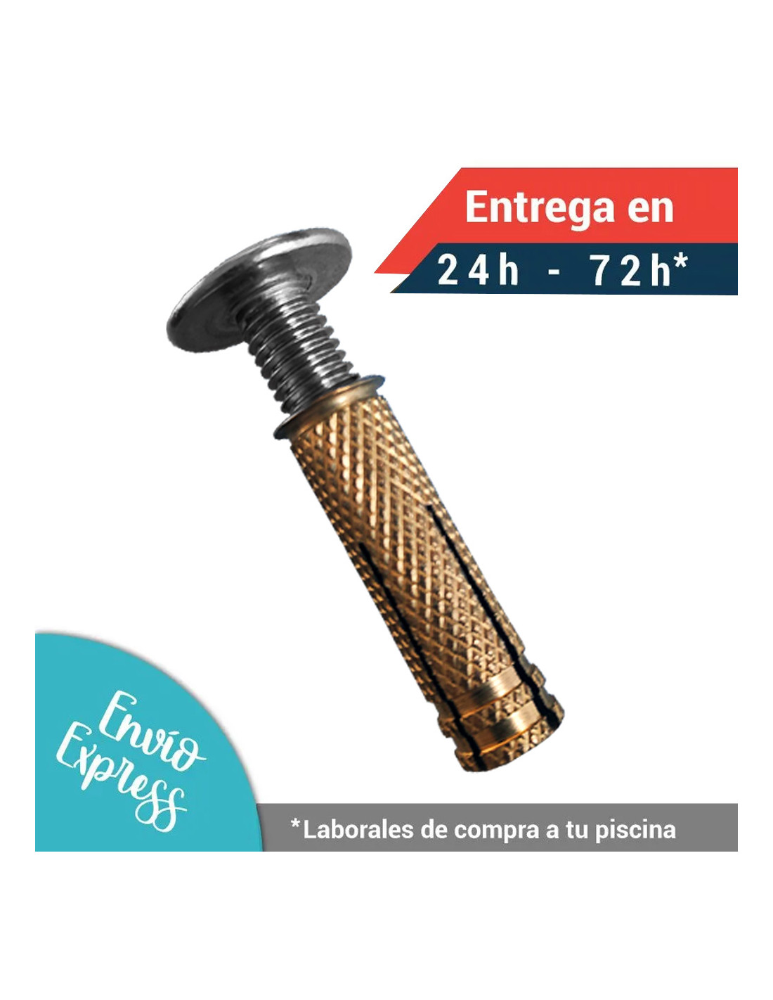 Tornillos de Anclaje para Cobertor | Incluye Tornillo de Acero INOX + Taco latón + “Expansor” Allen de Acero INOX | Diá. 10 mm