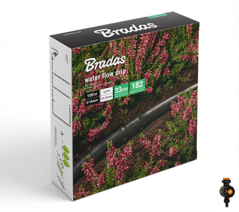 Tubo de riego por goteo Water Flow Drip, set de 100 metros con medidor de flujo de agua, riego eficiente para jardines y cultivos, fácil instalación.