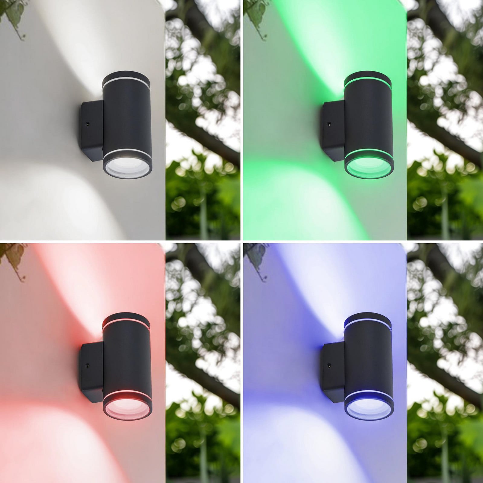 Valtin Smart LED Aplique Exterior Negro - Lindby - Balcón - Moderno - Acero inoxidable - Semi-empotrado