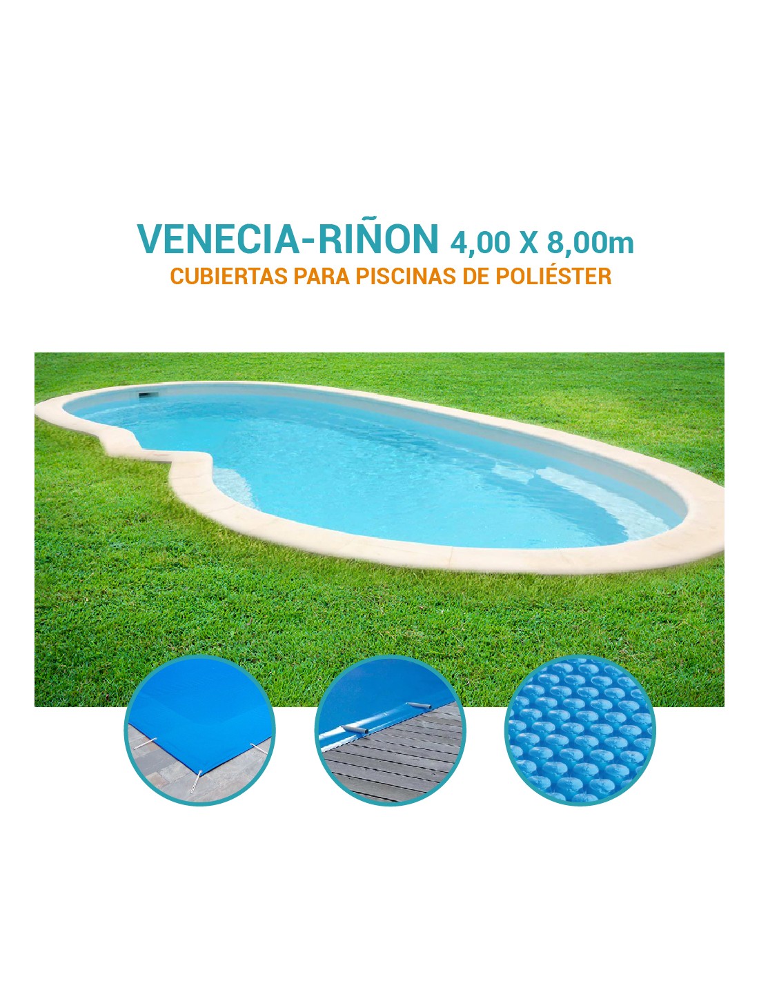 Venecia Riñon | 4 x 8m | Cubiertas piscina de poliéster Coinpol