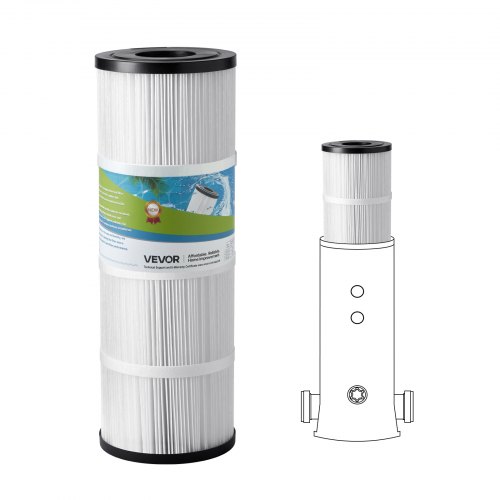 VEVOR 1 PCS Cartucho de Filtro para Piscina, Repuesto Para Jacuzzi de 4,6 m², Filtro de Cartucho de Plisado Trilobal Seguro para Niños y Mascotas, Compatible con Hayward C500, CX500-RE y Pleatco