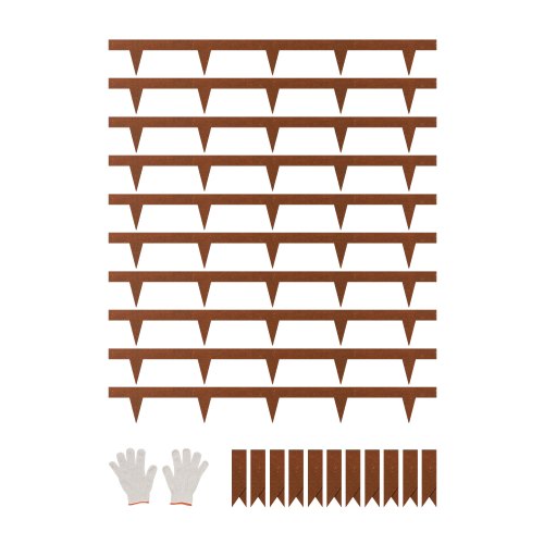 VEVOR 10 PCS Borde de Acero para Paisajismo 1016 x 114,3 x 1,5 mm, Resistente a Intemperie, Cerca de Borde de Jardín de Punta de Tiburón para Parterres de Flores y Caminos de Patio