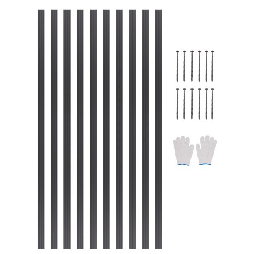 VEVOR 10 PCS Borde de Metal para Jardín de 1524 x 43 x 1,6 mm, Cerca de Borde de Jardín Flexible de Aleación de Aluminio Resistente a la Oxidación para Parterres de Flores y Caminos de Jardín, Negro