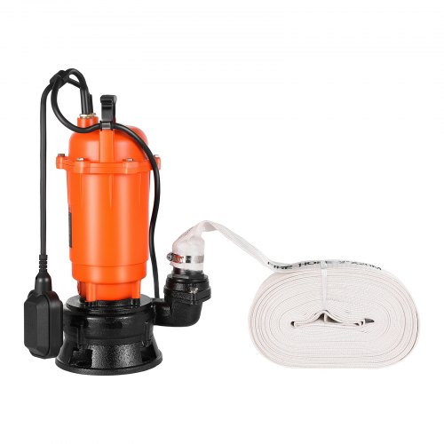 VEVOR 1500 W Bomba de Sumidero Sumergible, Bomba de Sumidero de Hierro Fundido de 22800 L/H con Interruptor de Flotador Automático, Altura de Impulsión 18 m, para Evacuación de Aguas Residuales