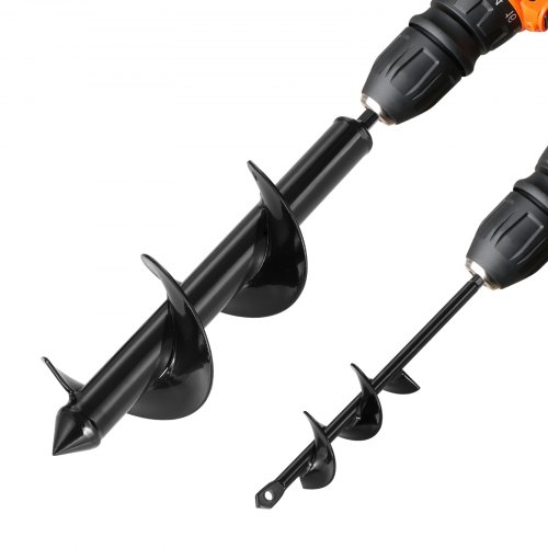 VEVOR 2 PCS Broca Helicoidal para Plantar Ø 40 x 220 mm y Ø 80 x 300 mm para Taladros con Punta Hexagonal de 10 mm, Herramienta Robusta para Plantar Bulbos, Accesorios para Perforar, Negro