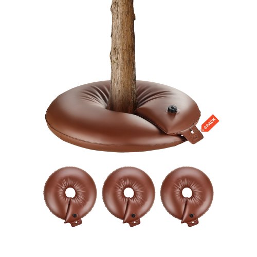 VEVOR 4 PCS Anillo de Riego para Árboles de Gran Capacidad de 60,6 L y Liberación Lenta de 6 a 9 Horas, Bolsas de Riego de PVC para Plantación Rellenables, para Goteo de Raíces de Árboles y Arbustos