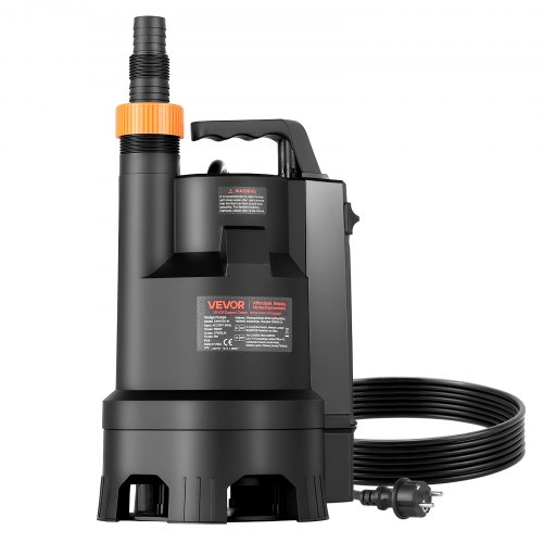 VEVOR 690 W Bomba de Sumidero Sumergible PP-GF20, 17500 L/H, con Interruptor de Flotador Automático, Cable Largo y Elevación Máxima de 9 m, para Evacuación de Aguas Residuales de Piscina, Estanque