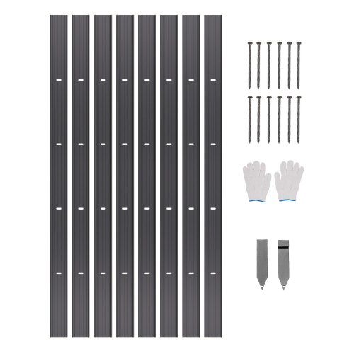 VEVOR 8 PCS Borde de Metal para Jardín de 1830 x 101 x 1,6 mm, Cerca de Borde de Jardín Flexible de Aleación de Aluminio Resistente a la Oxidación para Parterres de Flores y Caminos de Jardín, Negro