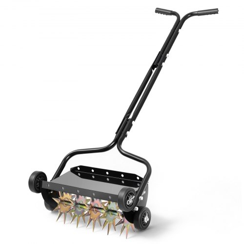 VEVOR Aireador de Césped con Ruedas, 5 cm de Profundidad, Soporta hasta 18 kg, Mango de 130 cm, Acero Resistente, Herramienta de Aireación de Césped Manual para Jardín Zonas para Mascotas y Patio