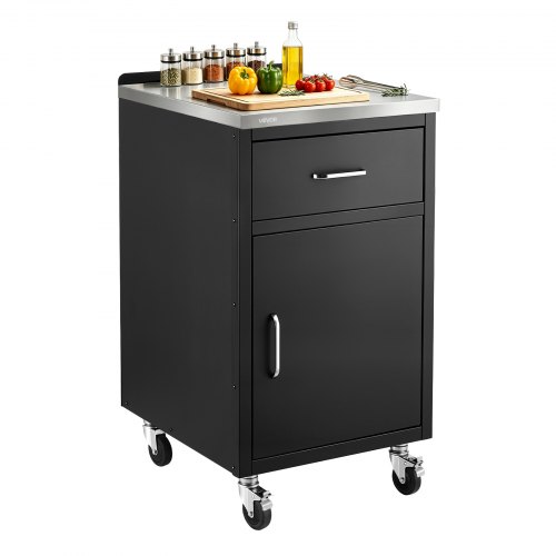 VEVOR Armario de Cocina para Exteriores, 50,8 x 94,2 x 58,5 cm, Encimera de Acero Inoxidable, con 1 Cajón y Asas, para Organizar Utensilios de Cocina en Islas de Barbacoa y Estaciones de Parrilla