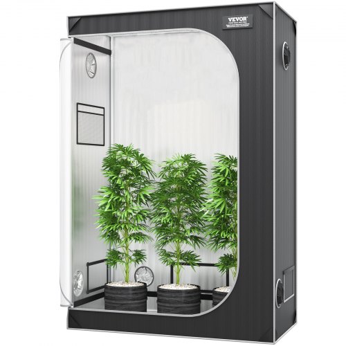 VEVOR Armario de Cultivo 122x61x183 cm Carpa de Cultivo Hidropónico Mylar 2000D Altamente Reflectante con Ventana de Observación, Bolsa de Herramientas, Bandeja de Piso para Cultivo de Plantas