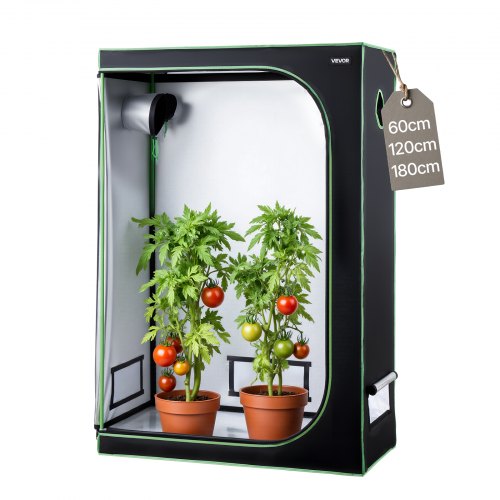 VEVOR Armario de Cultivo Interior 120x60x180 cm, Carpa de Cultivo con Ventana de Observación, Bandeja de Suelo y Cremallera, Mylar 600D de Alta Reflectancia, Tienda para Plantas, Flores, Verduras