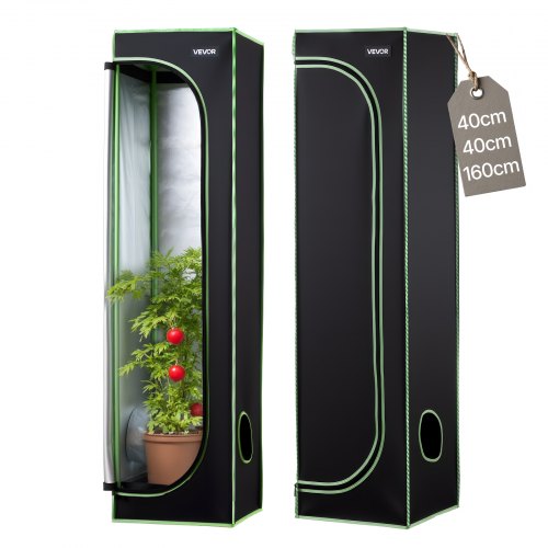 VEVOR Armario de Cultivo Interior 40x40x160 cm, Carpa de Cultivo con Ventana de Observación, Bandeja de Suelo y Cremallera, Mylar 600D de Alta Reflectancia, Tienda para Plantas, Flores, Verduras