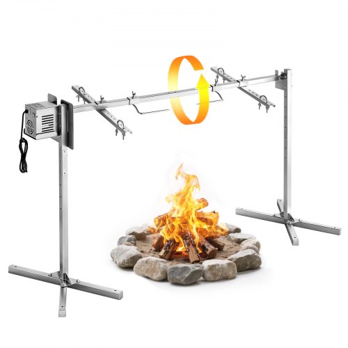 VEVOR Asador Giratorio Eléctrico 8 Niveles de Altura, Capacidad de Carga de 40 kg, Motor de 38 W, Acabado en Acero Inoxidable, Rotación Suave de 360°, Parrilla para Fiestas, Acampadas, Barbacoas