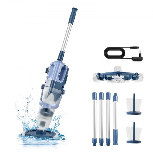 VEVOR Aspiradora de Piscina Eléctrica 100 L/min Limpiafondos Inalámbrico, Aspirador Manual para Limpiar Spa Jacuzzi, Batería Recargable, Tiempo de Funcionamiento de 60 Minutos, Barra de Extensión
