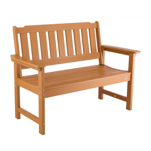 VEVOR Banco de Jardín 1283 x 620 x 930 mm Banco de Exterior para 2-3 Personas Estructura de Plástico con Respaldo y Reposabrazos Asiento Exterior para Patio, Jardín, Parque, Porche, Color de Madera