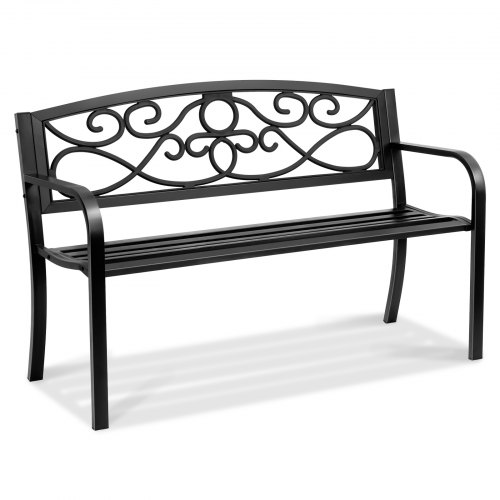 VEVOR Banco de Jardín de Metal Banco de Parque 127 cm Banco de Descanso Carga de 250 kg Banco de Jardín y Parque para Exterior con Respaldo y Reposabrazos Banco para Jardín, Parque, Patio, Porche