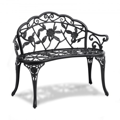 VEVOR Banco de Jardín de Metal Banco de Parque 98,7 cm Banco de Descanso Carga de 218 kg Banco de Jardín y Parque para Exterior con Respaldo y Reposabrazos Banco para Jardín, Parque, Patio, Porche