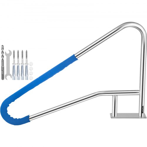 VEVOR Barandilla para Piscina 139,7 x 81,2 cm Pasamanos de Piscina Acero Inoxidable Agarradera Exterior Piscina Carga 113kg Barandilla de Seguridad de Piscina con Cubierta de Nailon Tornillos Broca M8