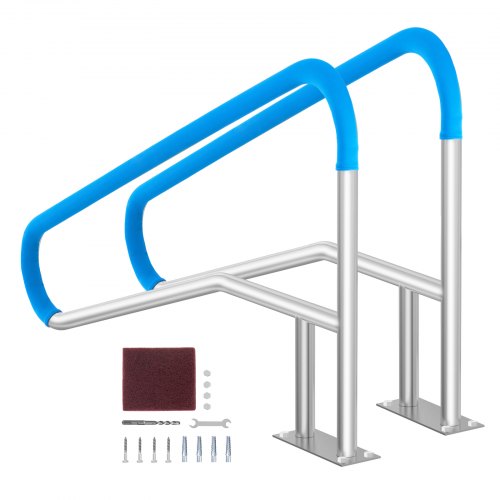 VEVOR Barandilla para Piscina 1395x810 mm Pasamanos para Piscina de Acero Inoxidable con Placa Base 2 Piezas Barra de Seguridad Antioxidante para Piscinas, Interiores, Exteriores, Terrazas, Spas