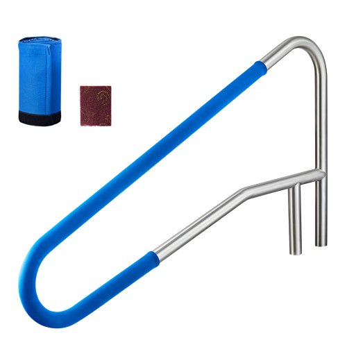 VEVOR Barandilla para Piscina, Capacidad de Carga 100 kg, Acero Inoxidable 304, Funda Antideslizante Extraíble, Montaje Empotrado o en Suelo, para Piscinas y Parques Acuáticos, 1371 x 48 x 813 mm