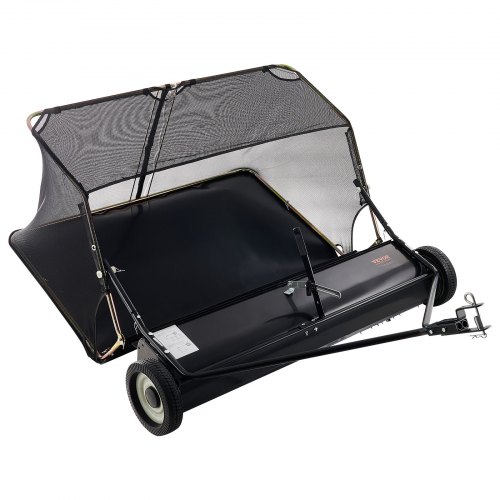 VEVOR Barredora de Césped de Remolque Ancho de 132 cm, Recolector de Hojas Escombros con Ruedas, Barredora Remolcable para Tractor Resistente con Altura de Barrido Ajustable para Patio, Granja
