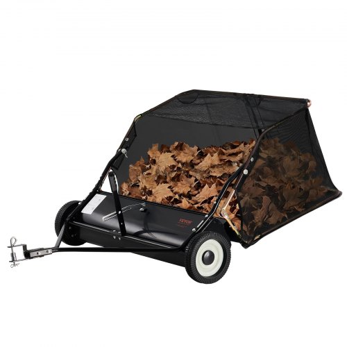 VEVOR Barredora de Césped Desplegable 400 L Barredora Grande y Resistente para Tomar Hojas y Césped Diseño de Cuerda de Descarga 106,68 cm Altura de Barrido Ajustable para Tomar Escombros, Césped