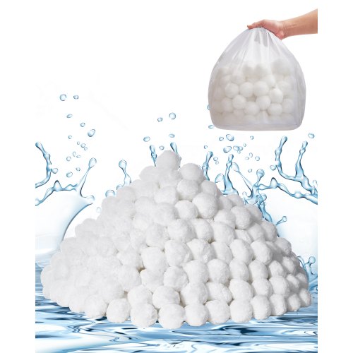VEVOR Bolas de Filtro para Piscina 2,1 kg para Filtro de Arena de Piscina Medio Filtrante de Fibra de Poliéster Blanco Reutilizable con Bolsa de Lavado para Piscina, Acuario, Tanque, Piscina Elevada