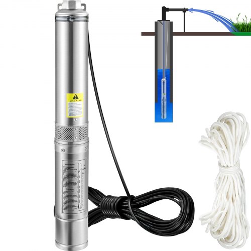VEVOR Bomba de Pozo Profundo Motor de 750 W Bomba Sumergible para Pozo 230 V 50 Hz Bomba de Agua