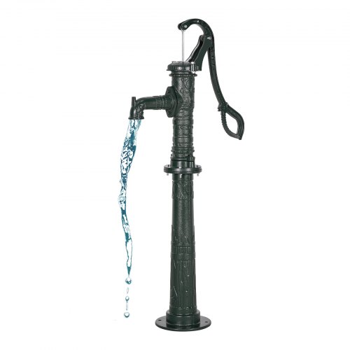 VEVOR Bomba Manual Antigua, 6 m de Elevación, Estilo Nostálgico, de Hierro Fundido, para Pozo con Base Elevada, Conexión NPT, para Jardín, Estanque, Patio, Granja, Verde, 400 x 240 x 1290 mm
