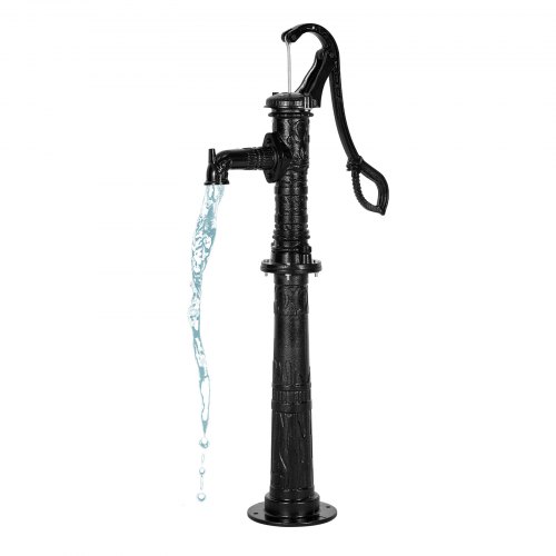 VEVOR Bomba Manual Antigua, 6 m de Elevación, Estilo Nostálgico, de Hierro Fundido, para Pozo con Base Elevada, Conexión NPT, para Jardín, Estanque y Granja, Color Negro, 400 x 240 x 1290 mm