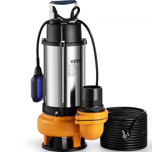 VEVOR Bomba Sumergible de Aguas Residuales 2200W 3HP Bomba de Agua Sumergible Flujo Máximo de 60000L/H Bomba de Agua Sucia Elevación Máxima de 18 m para Bombear Agua de Piscinas, Sótanos, Estanques