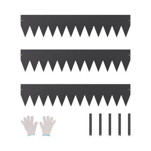 VEVOR Borde de Acero Galvanizado para Paisajismo, 1016 x 203 x 1,5 mm, 3 Piezas de Borde de Metal Resistente a la Oxidación, Divisor de Camino de Jardín para Parterres de Flores, Césped, Negro