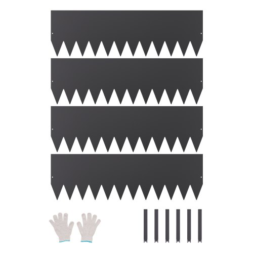 VEVOR Borde de Acero Galvanizado para Paisajismo, 1016 x 304,8 x 1,5 mm, 4 Piezas de Borde de Metal Resistente a la Oxidación, Divisor de Camino de Jardín para Parterres de Flores, Césped, Negro